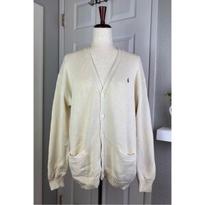 Vintage Ralph Lauren Old Money Style Cream Knit Cardigan